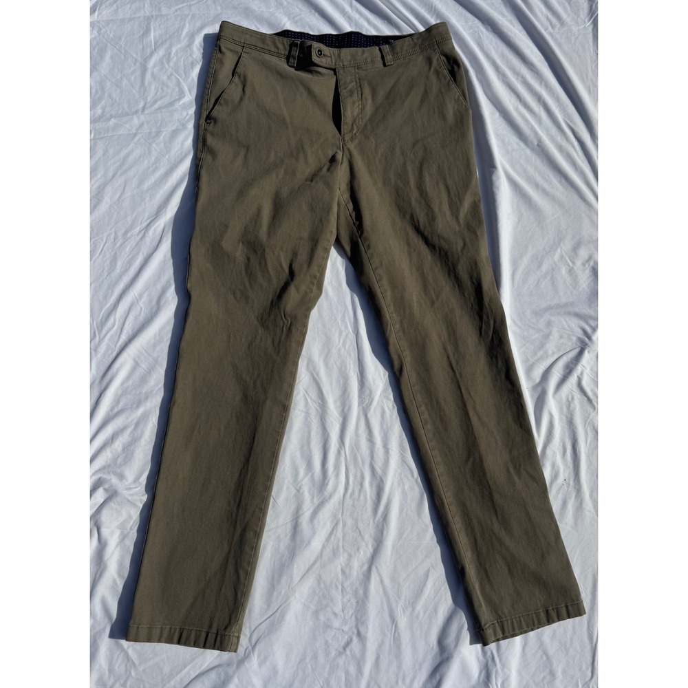 Riviera by Jack Victor Hudson Modern Fit Chinos‎ Mens 36x31 Olive Green Stretch